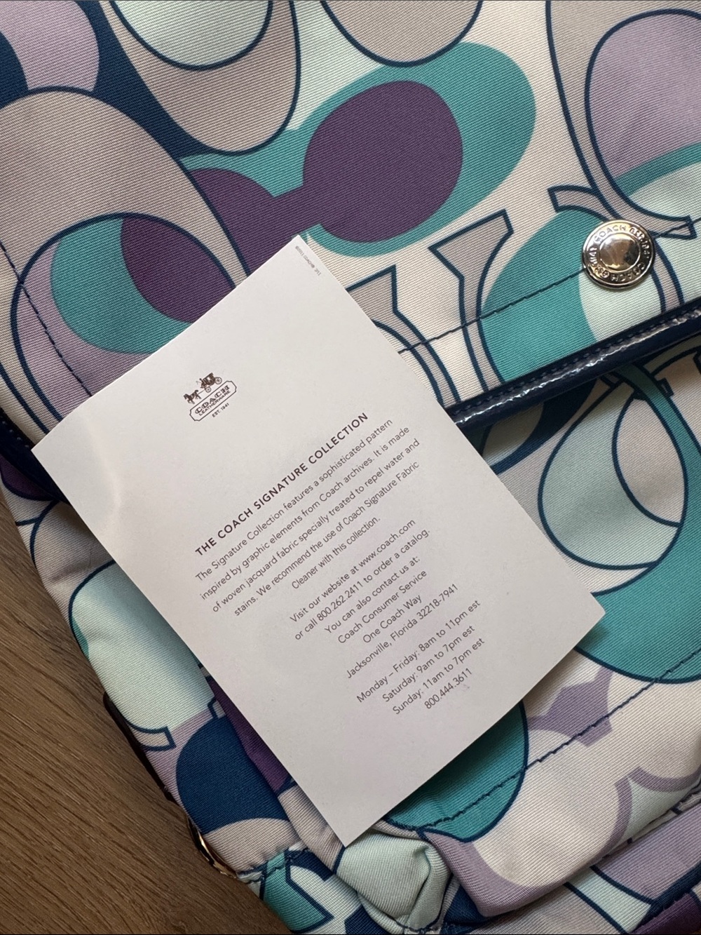 Patterned Crossbody Messenger Bag in Teal, Navy & Lavender - Picture 6 of 6